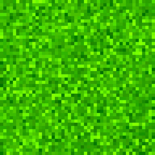 ilustrações, clipart, desenhos animados e ícones de fundo de textura de grama pixel, padrão verde de grama quadrada retrô - background tile video