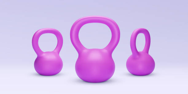 istock Set of realistic pink 3d weights isolated on a light background. Vector illustration 1356910901