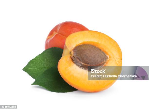 Delicious Fresh Ripe Apricots On White Background Stock Photo - Download Image Now - Apricot, White Color, Whole
