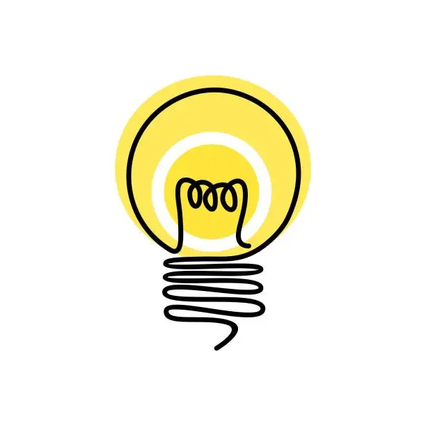 Vector illustration of light bulb is on