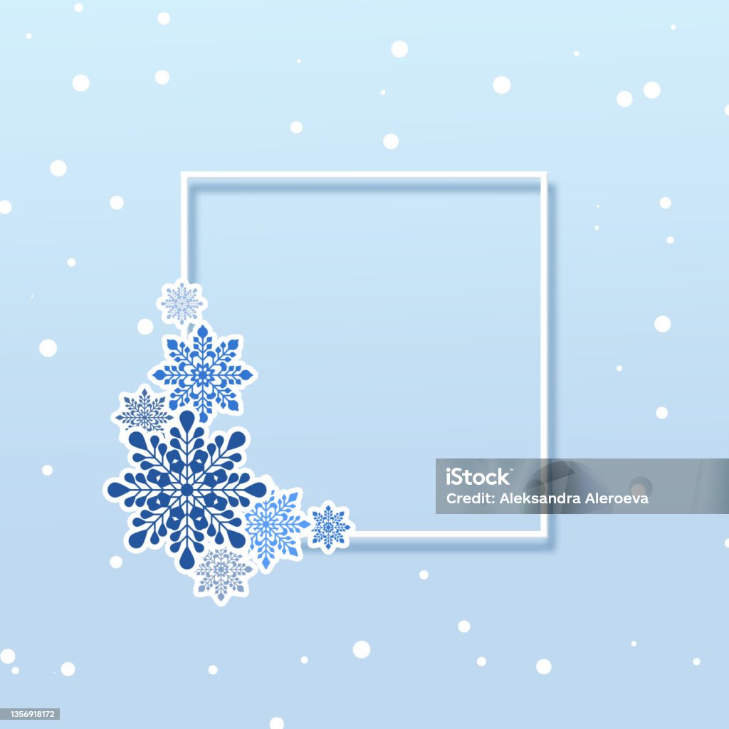 Winter Square Square Winter Illustration With A Square Frame Decorated With Blue ...