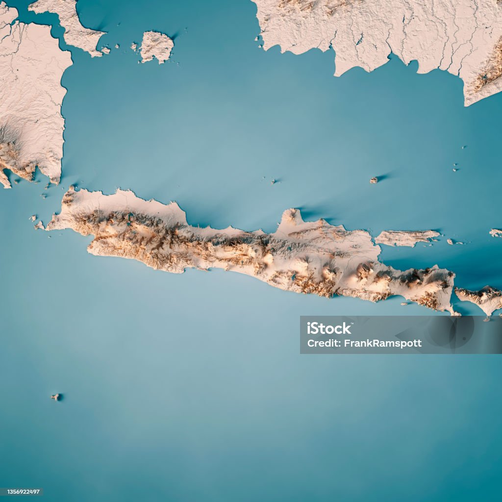 Java Island 3d Render Topographic Map Neutral Stock Photo - Download ...