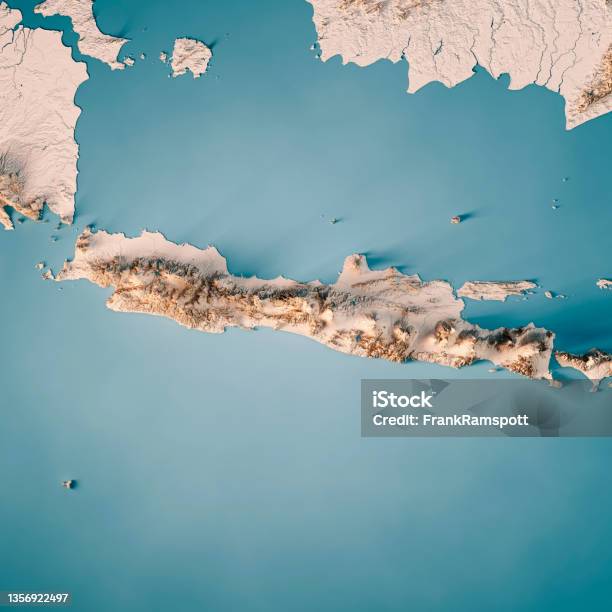 Java Island 3d Render Topographic Map Neutral Stock Photo - Download ...