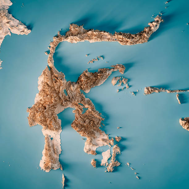istock Sulawesi Island 3D Render Topographic Map Neutral 1356922554