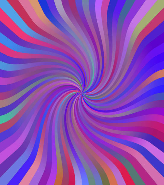 Blue and purple twisted lines vanishing vortex Abstract background made of twisted blue and purple vanishing lines for vortex concept same data different perspective stock illustrations