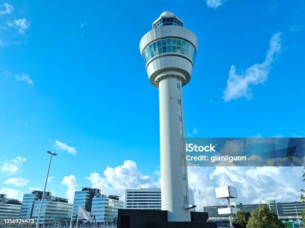 View Of The Amsterdam Airport Stock Photo - Download Image Now - Amsterdam Schiphol Airport, Aerospace Industry, Communication