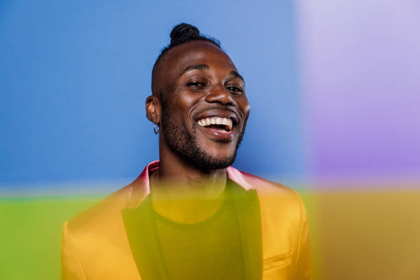 istock Artistic portrait with gel lights 1356927042