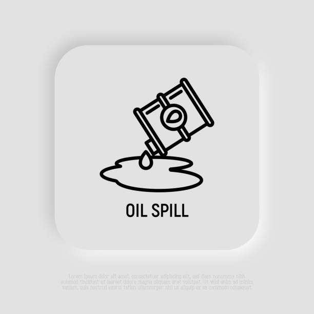 Oil spill thin line icon. Toxic disaster, ecological catastrophe. Vector illustration vector art illustration