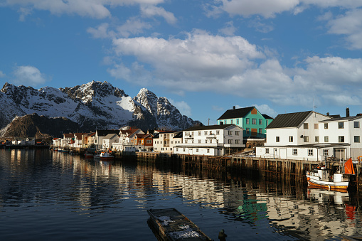 Henningsvaer village in Northern - Nordland - Norway.