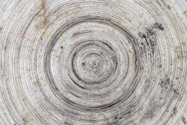 closeup of a spiral shaped texture on a wooden panel - Old wooden board background painted in white color