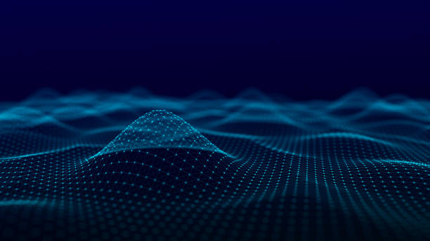 istock Futuristic digital wave. Dark cyberspace. Abstract wave with dots. White moving particles on background. 3d rendering. 1356933622