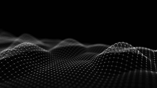 istock Futuristic digital wave. Dark cyberspace. Abstract wave with dots and line. White moving particles on background. 3d rendering. 1356933623
