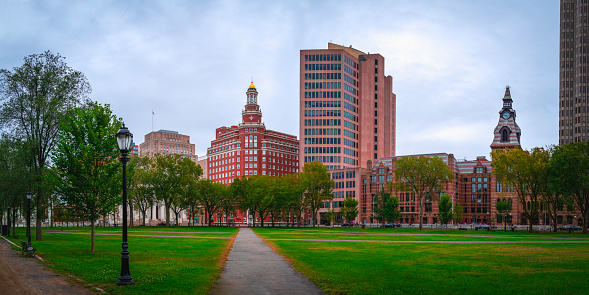The New Haven Green is a 16-acre recreation area in downtown New Haven, Connecticut. A great place to take a walk and relax.