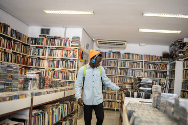 Young man browsing in a music store