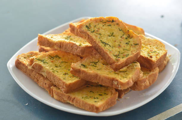 pile of fried garlic bread on a beautiful background