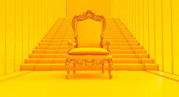 trône jaune coloré, trône royal. - throne photos et images de collection