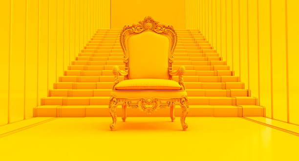 colored yellow throne, Royal throne. 3D render of colored yellow throne, Royal throne. throne stock pictures, royalty-free photos & images