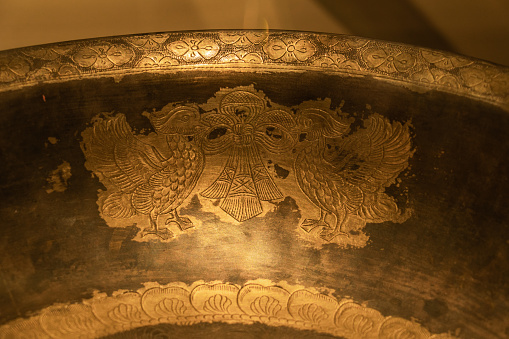 Ancient Chinese gold and silver ware pattern closeup