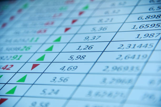 istock Business stock exchange and numbers on screen. 1356947943