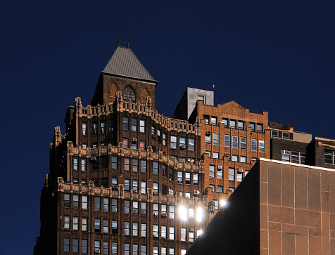 Kheel Tower and Commercial Exchange Building, western façades on 7th Avenue, Manhattan, New York, USA