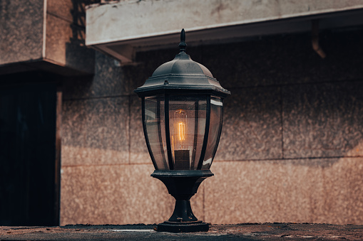 British street lights. Retro street lamp.
