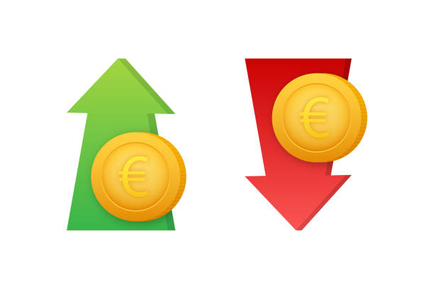 istock Up and Down Euro Sign on white background. Vector stock illustration 1356959069