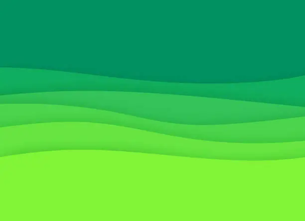 Vector illustration of Green Spring Waves Abstract Background