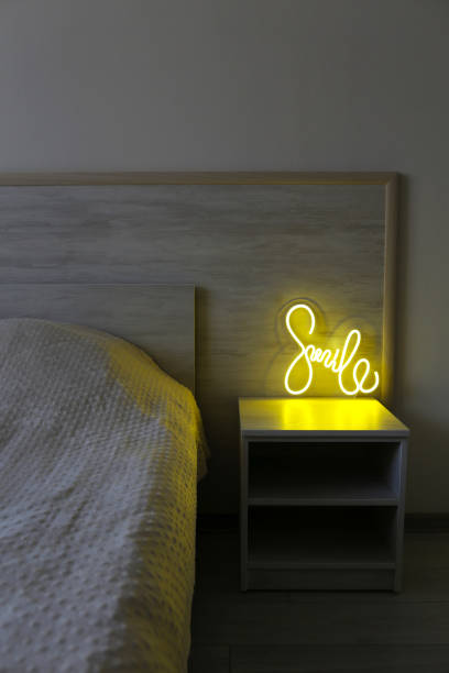 istock Yellow neon sign smile. Trendy style. 1356964772