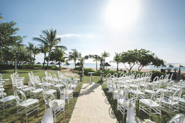 istock Romantic wedding ceremony on the beach 1356964779