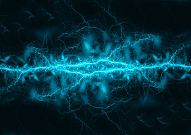 istock Blue fractal lightning background, electrical abstract 1356964869
