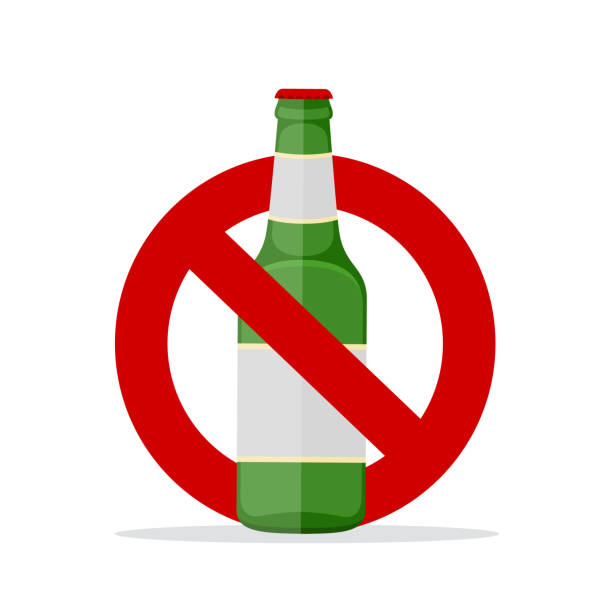 No alcohol symbol design isolated on white background. No alcohol symbol design isolated on white background. No alcohol sign. Prohibiting alcohol beverages. Vector stock alcoholism stock illustrations