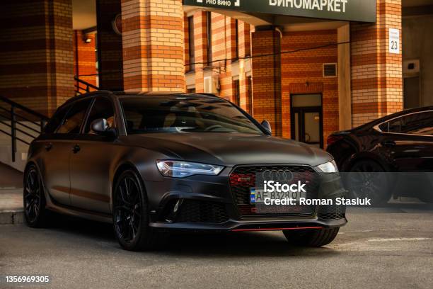 Matte Black Audi Rs6 Car Parked In The City Stock Photo - Download Image Now - Car, Luxury, Audi