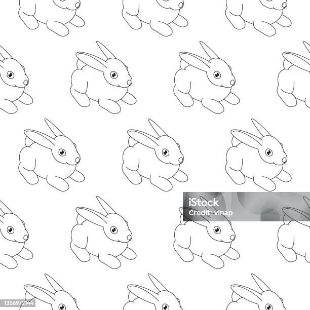Isometric Rabbit Seamless Pattern With Isometric Bunnies Repeating Background With ...