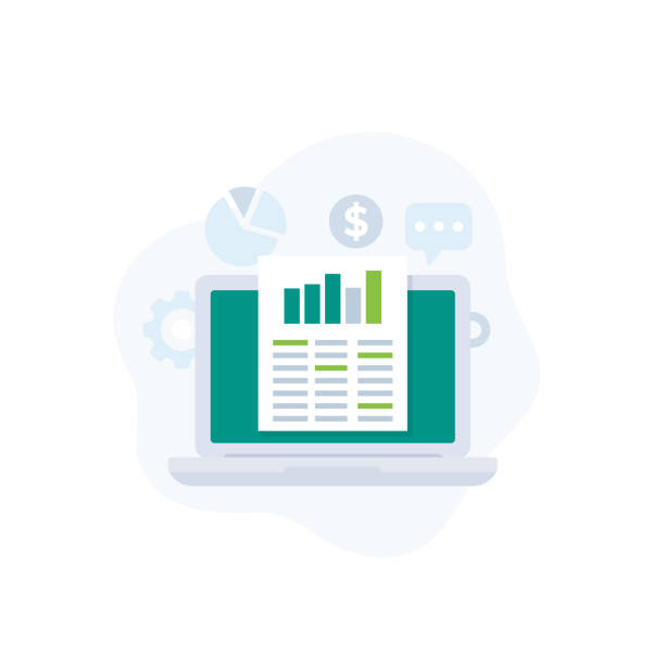 datenanalyse, business intelligence und tabellenkalkulationsvektorsymbol - spreadsheet stock-grafiken, -clipart, -cartoons und -symbole