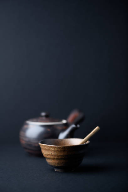 istock Traditional, handcrafted ceramic on dark background. Soft focus. Copy space. 1356986755