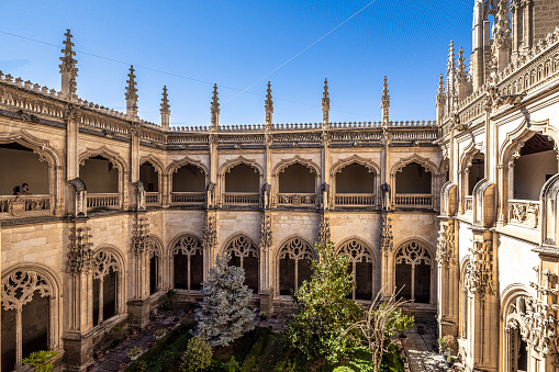 Gothic atrium of Monastery of San Juan de los Reyes in the Old city of Toledo, Spain, UNESCO World Heritage