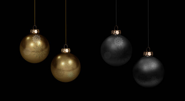 istock Black Christmas balls against a dark background 1356994536