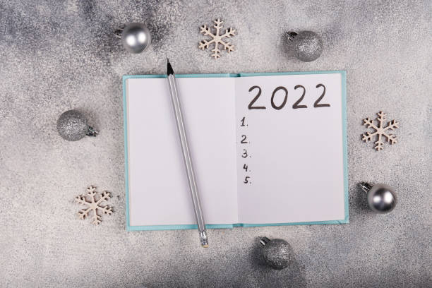 istock New years resolution concept. Blank to do list for 2022. 1356994812