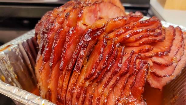 pineapple glazed ham. Christmas Ham pineapple glazed ham. Christmas Ham sauces table turkey christmas stock pictures, royalty-free photos & images