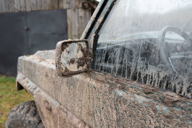 istock closeup side mirror of dirty jeep 1357000724