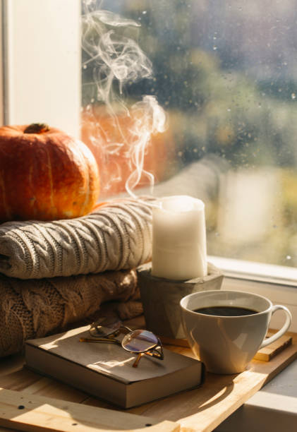 istock autumn morning. cozy home. warm plaid. 1357004926