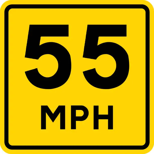Vector illustration of 55 mph speed limit sign.