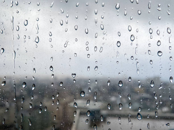 istock Drop accumulated on the glass after rain 1357009027