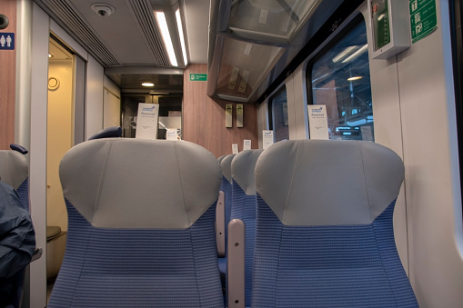 Inside Transpennine Express Train At Manchester Airport England 7-12-2019