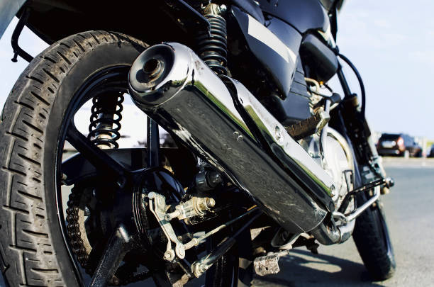 istock Exhaust pipe of a motorcycle. Close-up, selective focus. 1357015199