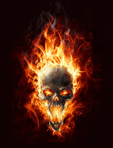 ilustrações, clipart, desenhos animados e ícones de queimando crânio - inferno fire flame skull