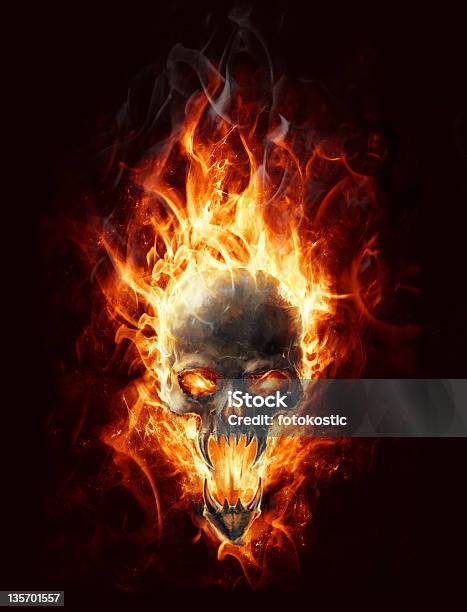 Burning Skull Stock Illustration - Download Image Now - Fire - Natural Phenomenon, Flame, Human Skeleton