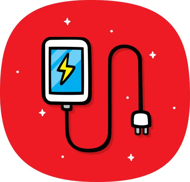 Vector illustration of Smartphone Charging Doodle