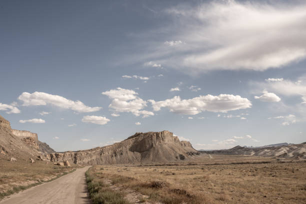 istock Dirt Road Heads Toward Ridge Rising From Desert Floor 1357018512