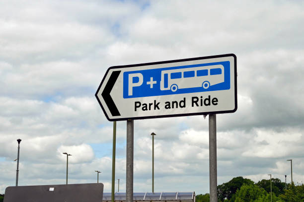 Sign for a park and Ride facility near a railway station